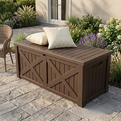 567.8 L Resin Bench Box Storage with Lid Lock and X Front Panel Unit