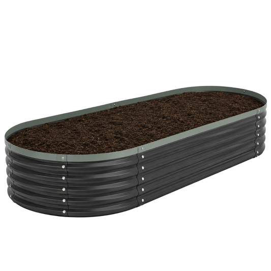 5ft Oval Galvanized Raised Garden Bed for Vegetables and Herbs