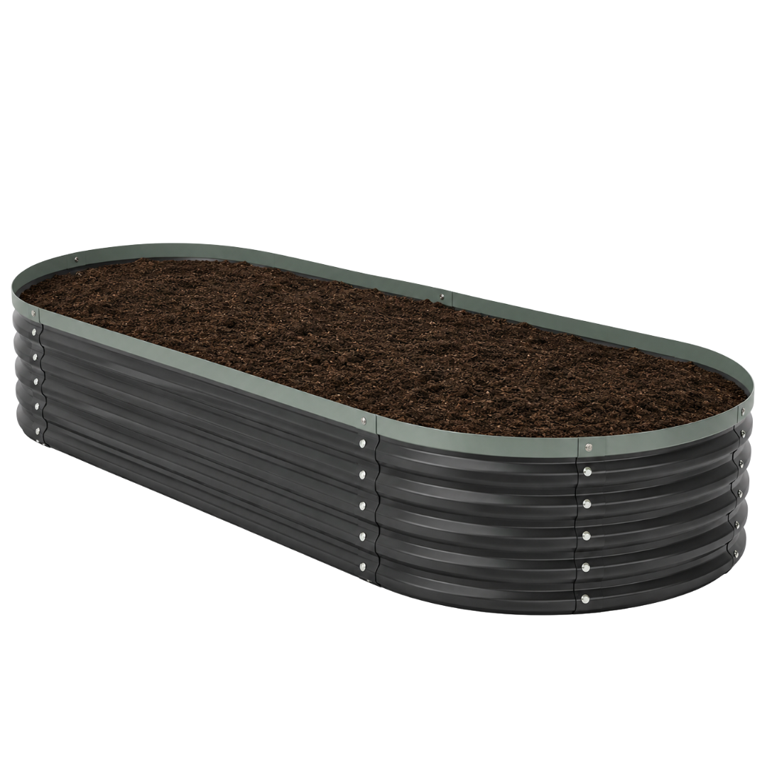 5ft Oval Galvanized Raised Garden Bed for Vegetables and Herbs