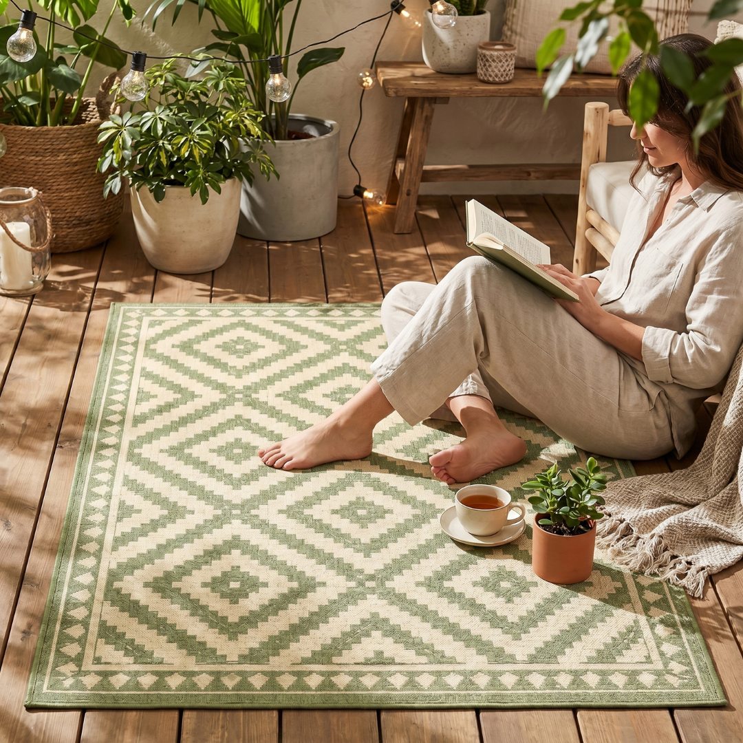 5x8 ft Reversible Outdoor Polypropylene Rug for Patio Porch Deck
