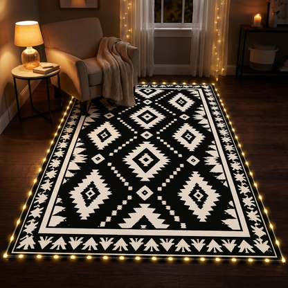 5x8 ft Reversible Patio Rug with LED Strip Light and 9 ft Cord