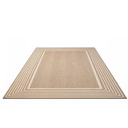 5x8 ft Water Resistant Area Rug with Striped Border, Rectangular