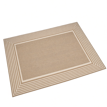 5x8 ft Water Resistant Area Rug with Striped Border, Rectangular