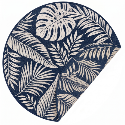 6 ft Round Reversible Polypropylene Patio Camping Rug with Stakes