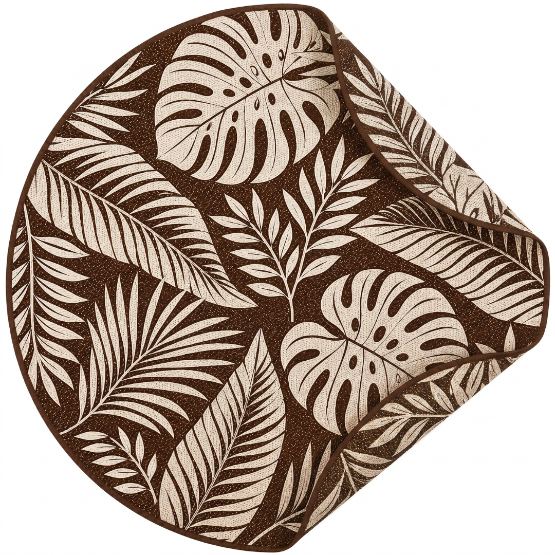 6 ft Round Reversible Polypropylene Patio Camping Rug with Stakes