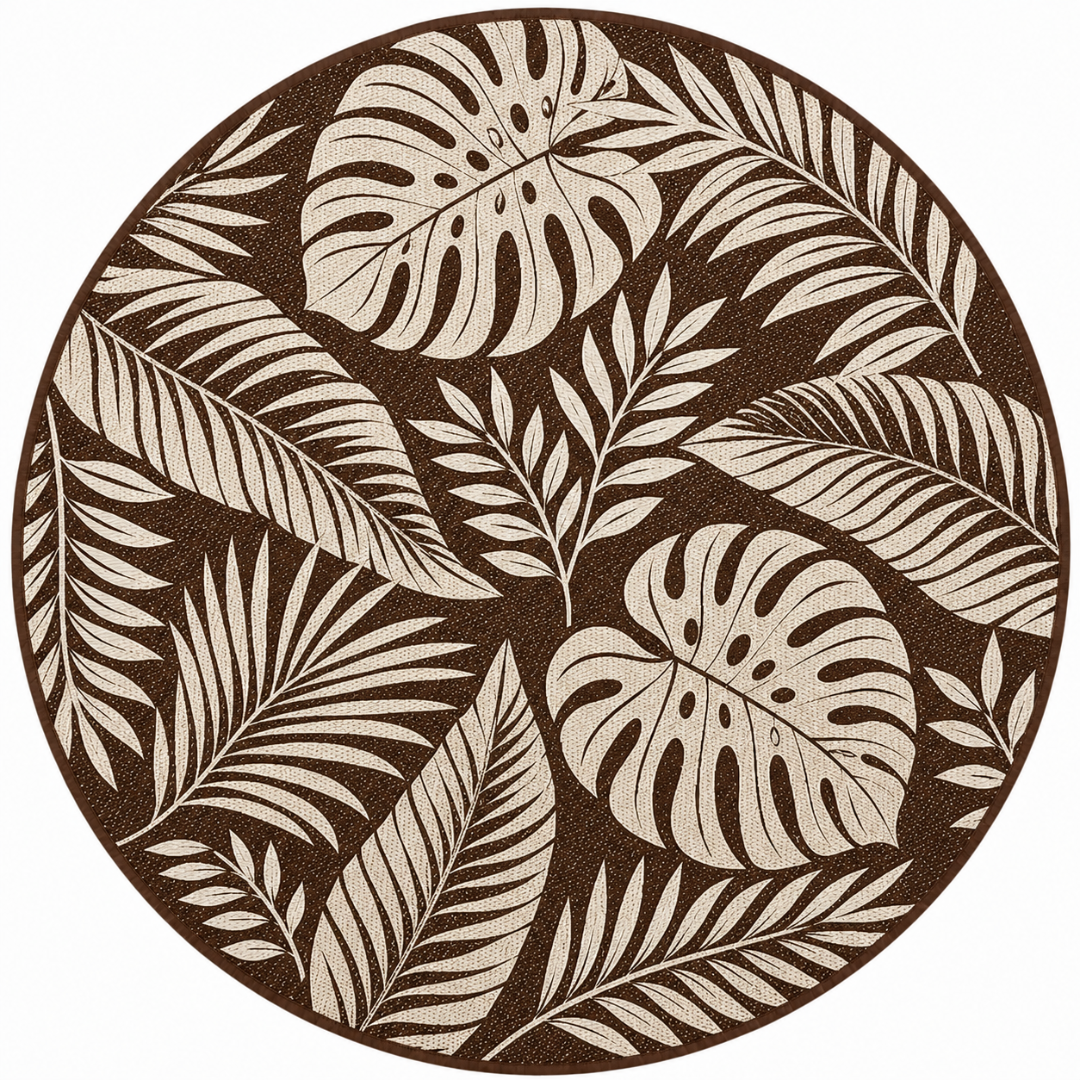 6 ft Round Reversible Polypropylene Patio Camping Rug with Stakes