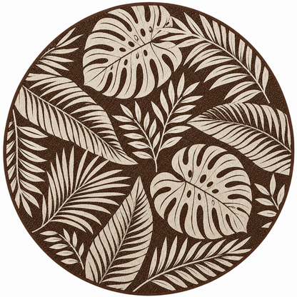 6 ft Round Reversible Polypropylene Patio Camping Rug with Stakes