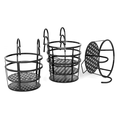 6-Pack Metal Hanging Flower Pot Holders for Balcony and Fence Rails