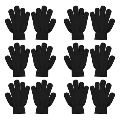 6 Pair Set Unisex Acrylic Knit Gloves for Winter Use