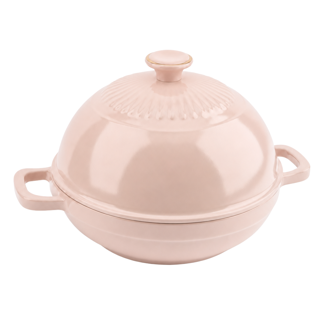 6 Quart Enameled Cast Iron Bread Oven with Dome Lid for Baking