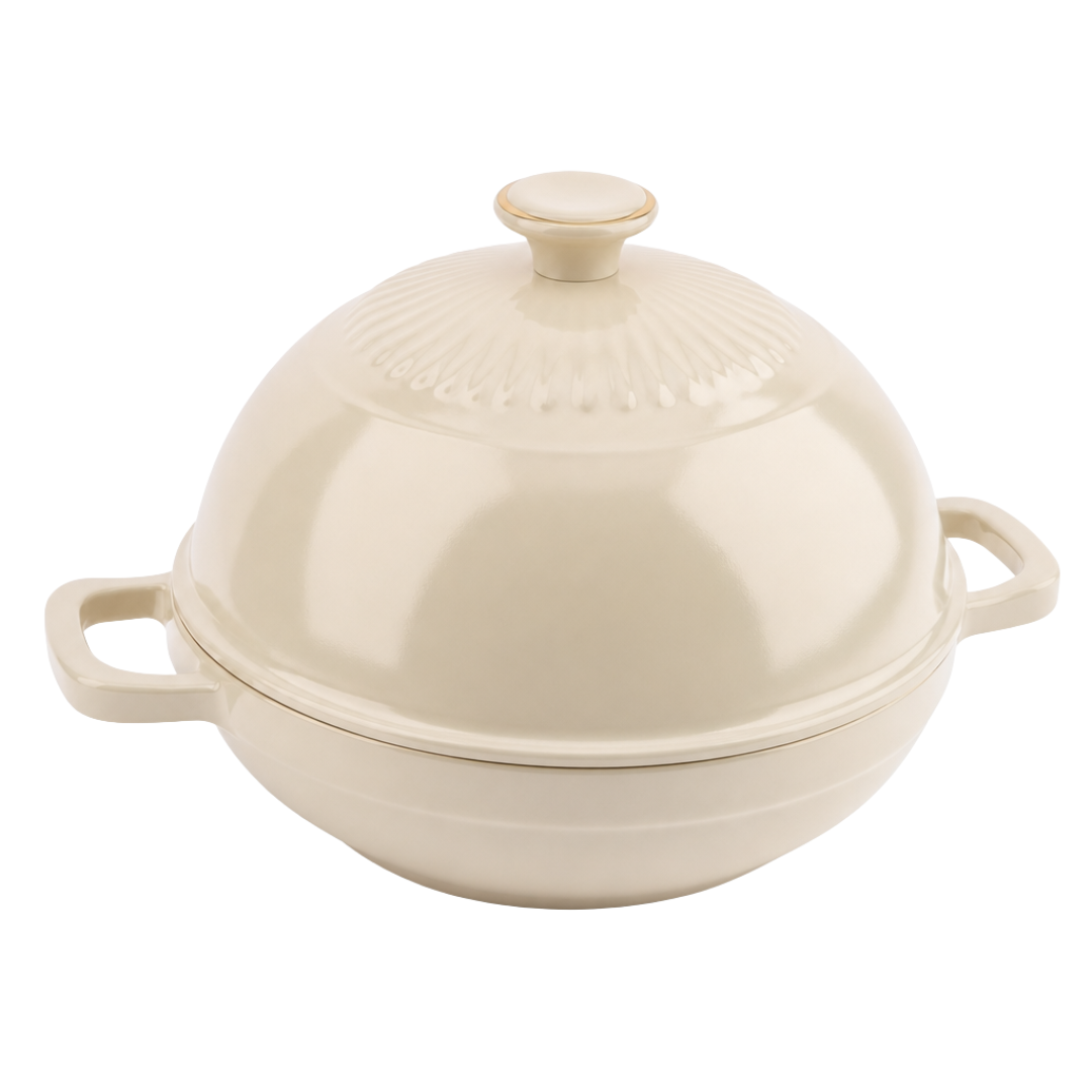 6 Quart Enameled Cast Iron Bread Oven with Dome Lid for Baking