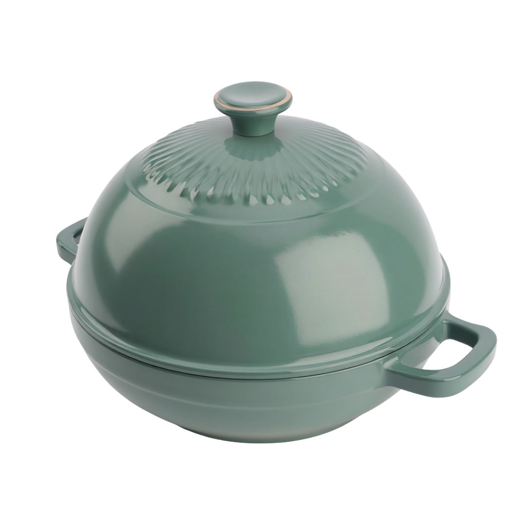 6 Quart Enameled Cast Iron Bread Oven with Dome Lid for Baking