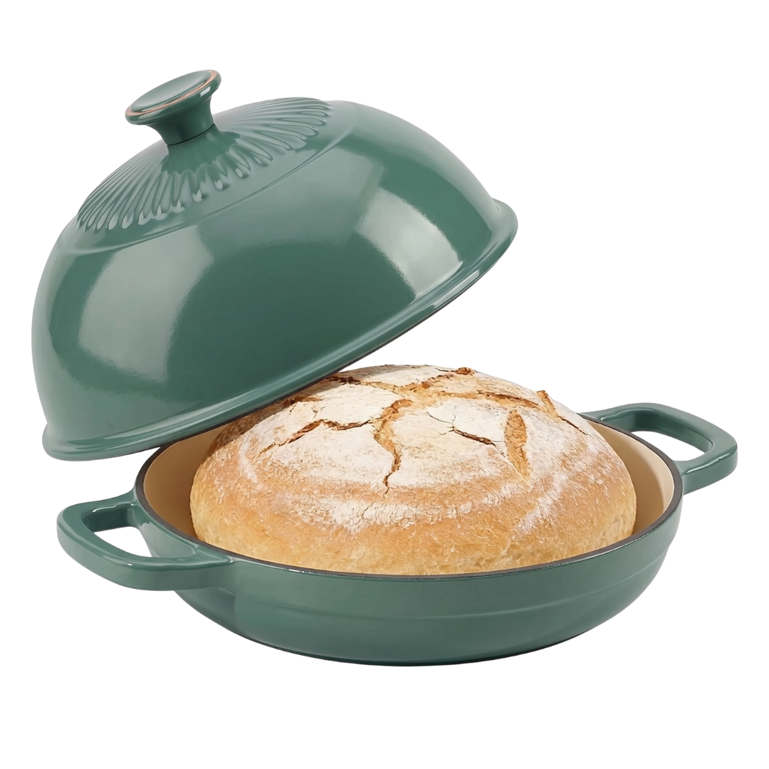 6 Quart Enameled Cast Iron Bread Oven with Dome Lid for Baking