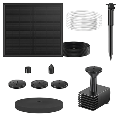 Solar Bird Bath Fountain Pump Kit with 5 Nozzles and 4ft Tubing