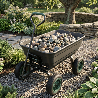 600 lb Garden Dump Cart Steel Frame Material Handling Wagon System