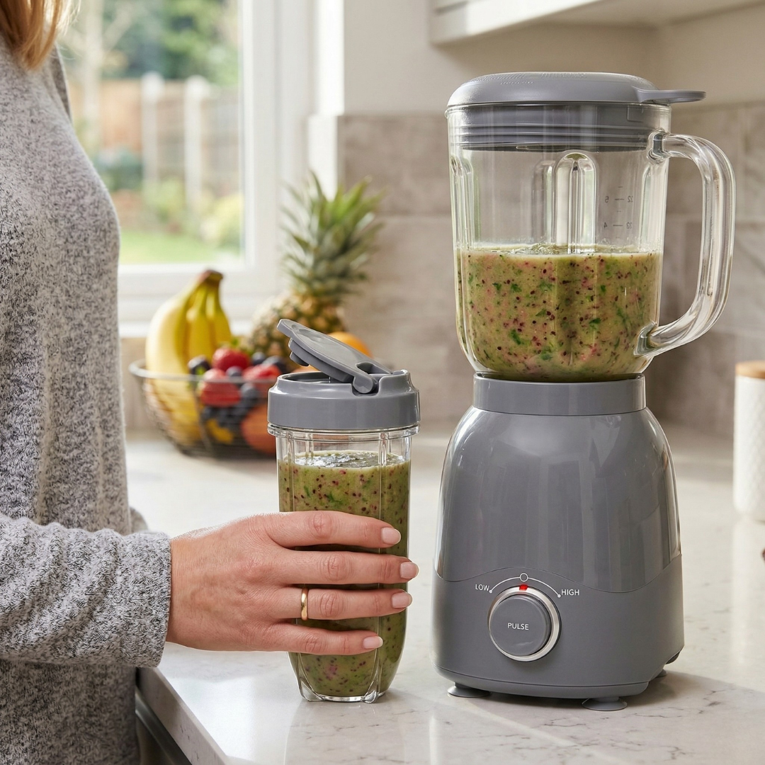 600W Compact Multi-Use Blender Set 48oz Pitcher with 16oz To-Go Cup