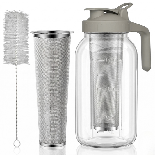 64oz Cold Brew Coffee Maker Glass Mason Pitcher with Filter and Lid