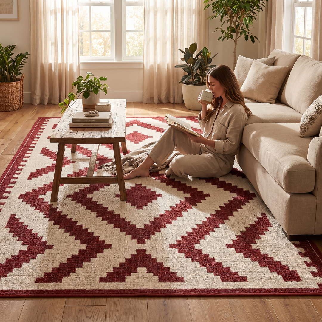 6x9 ft Reversible Outdoor Rug Water-Resistant for Patio Deck RV