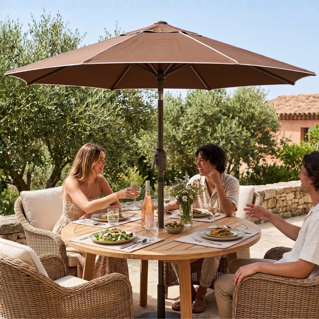 7.5 ft Patio Market Umbrella with Tilt Crank and 8-Rib Frame