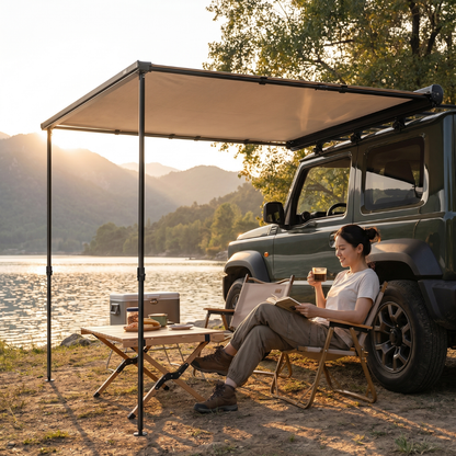 8.2 x 6.5 ft Vehicle Side Awning with Adjustable Aluminum Poles