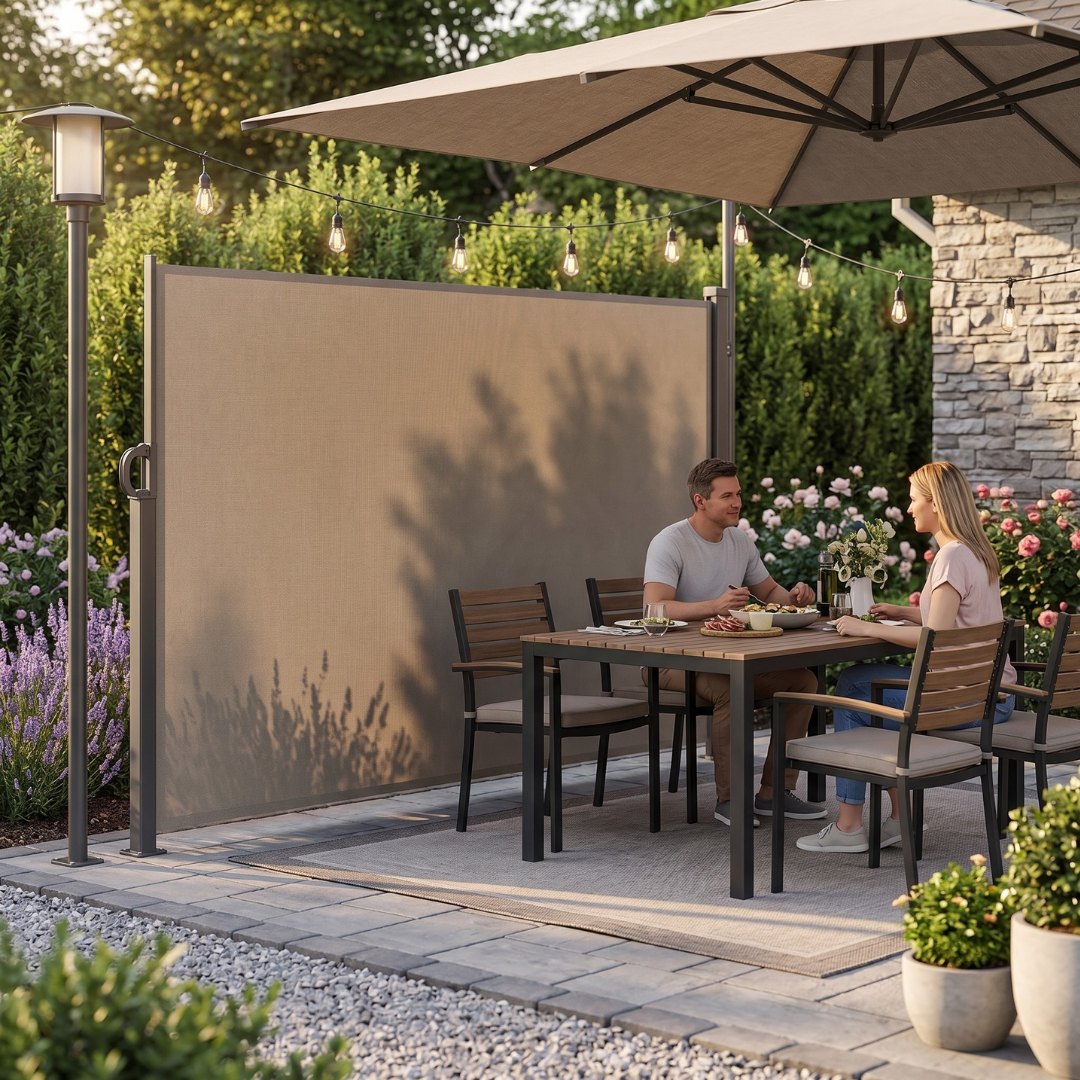 88x138 Inches Retractable Side Awning Privacy Screen Aluminum
