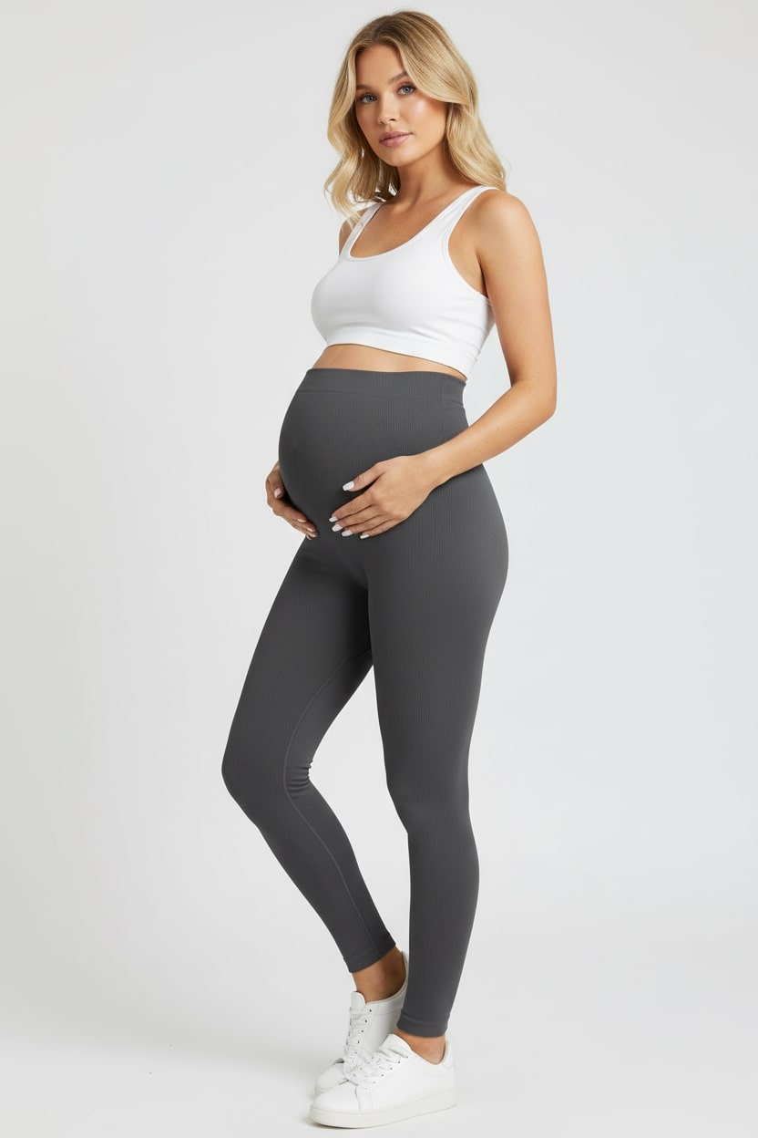 Soft Maternity Leggings-Huggleo-Gray-S