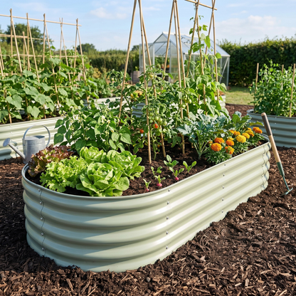 96x48x24 in ft Galvanized Raised Garden Bed 478 Gallon Oval Planter