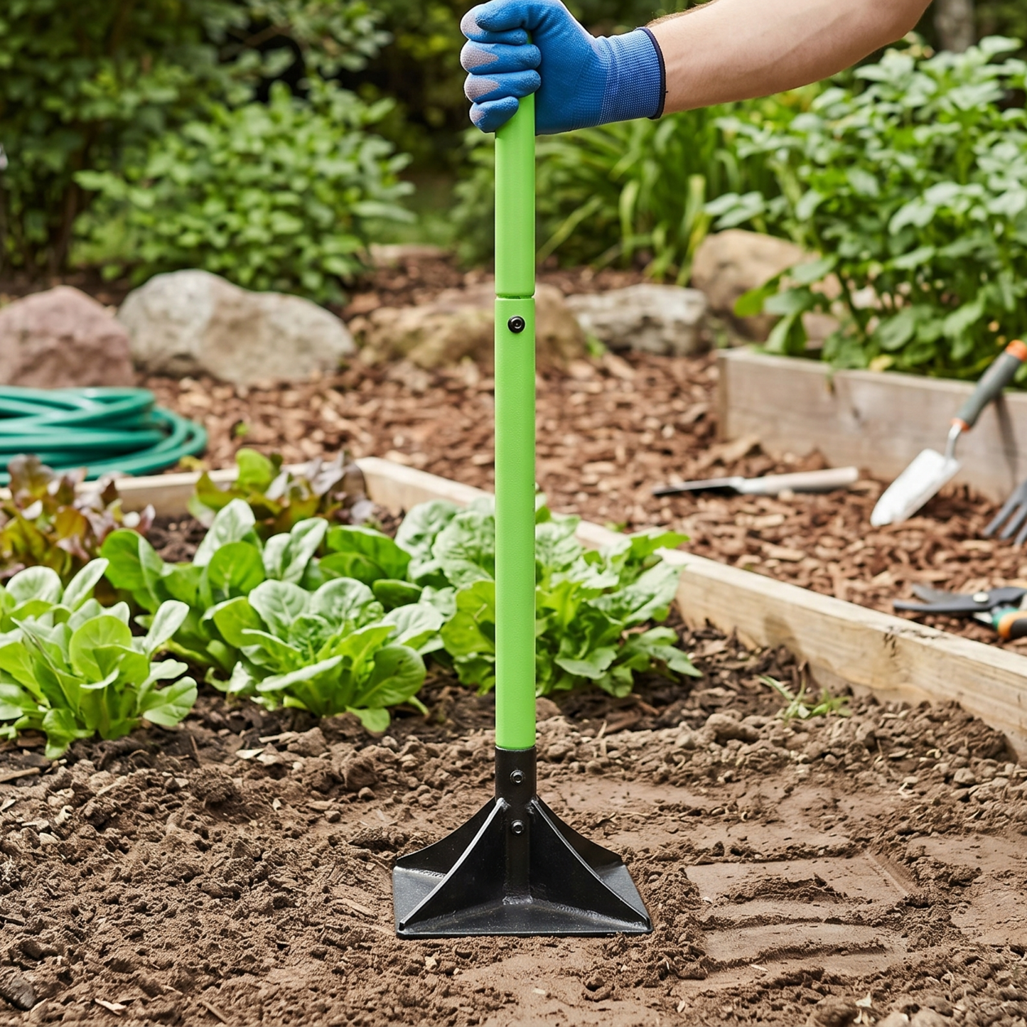 8x8 Steel Hand Tamper Tool 48 Inch Handle Soil Leveling Tool