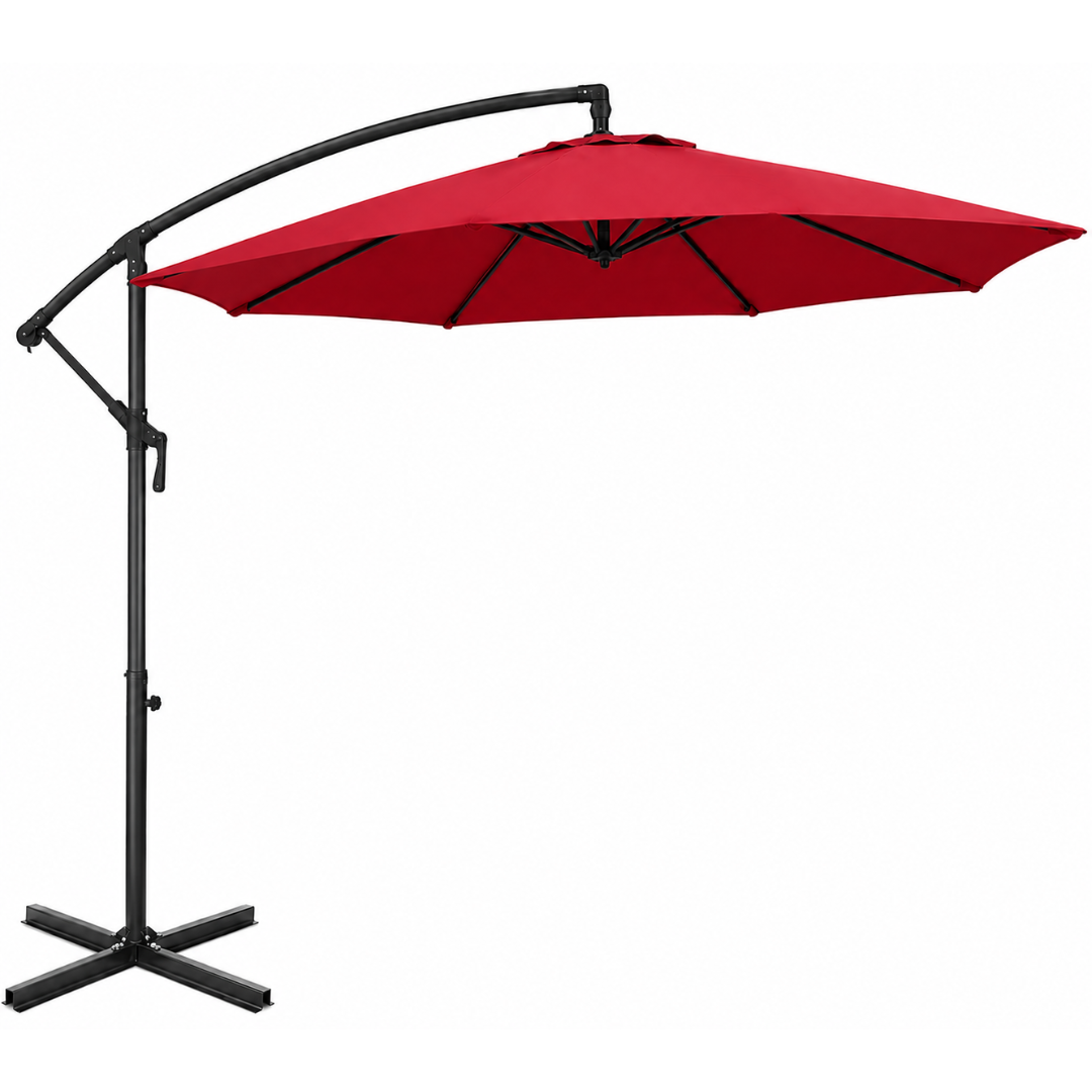 9 ft Cantilever Patio Umbrella with Cross Base and 360° Rotation