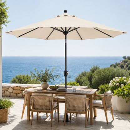 9 ft Patio Table Umbrella With Crank Tilt, 8 Ribs And UV Canopy