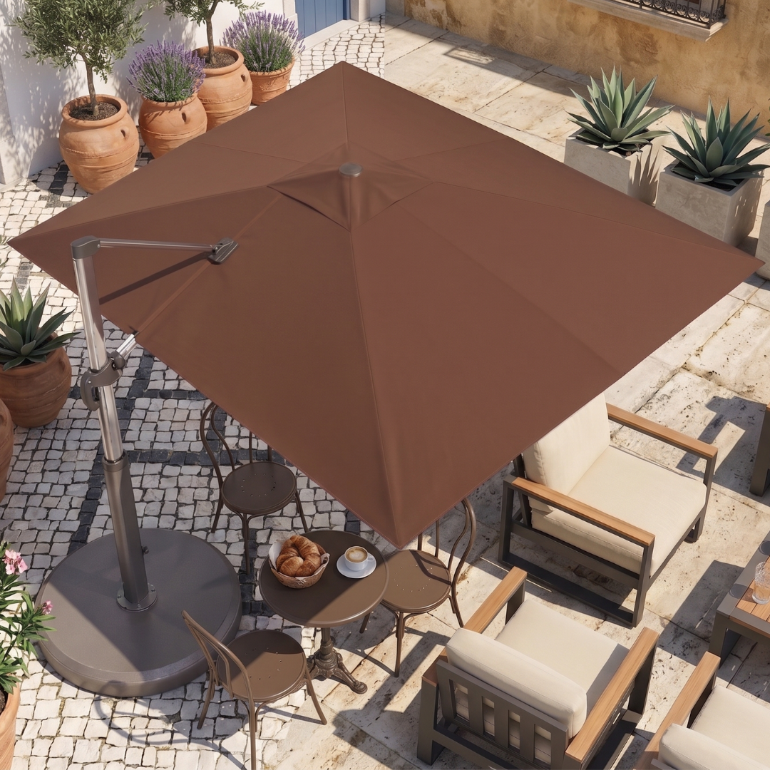 9x12 ft Rectangular Cantilever Patio Umbrella with 360° Rotation