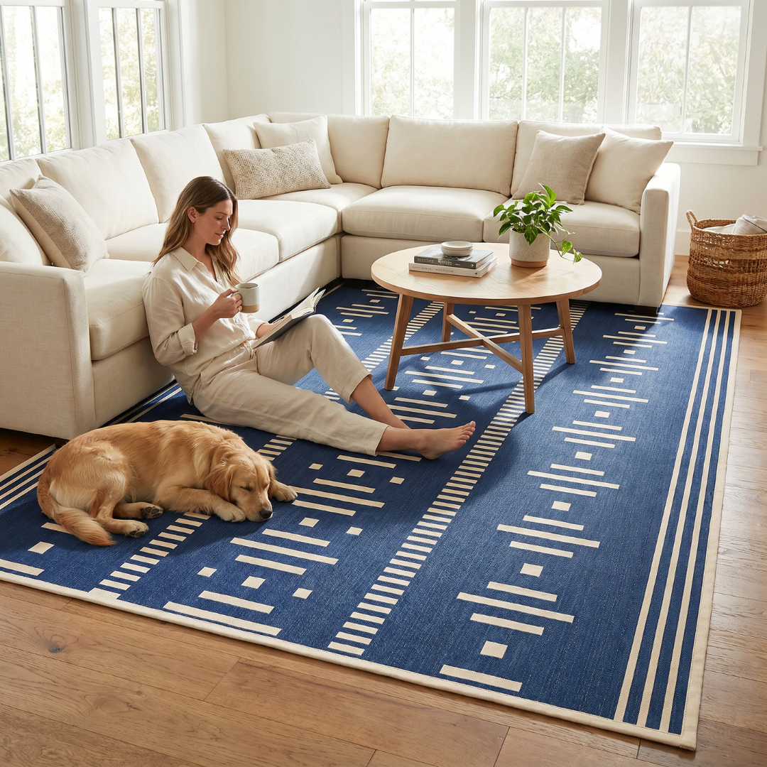 9x12 ft Reversible Polypropylene Outdoor Rug with UV Coating