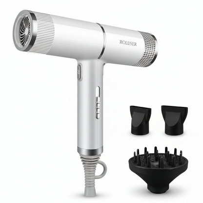 Luxe Ionic Hair Dryer-Huggleo-White-