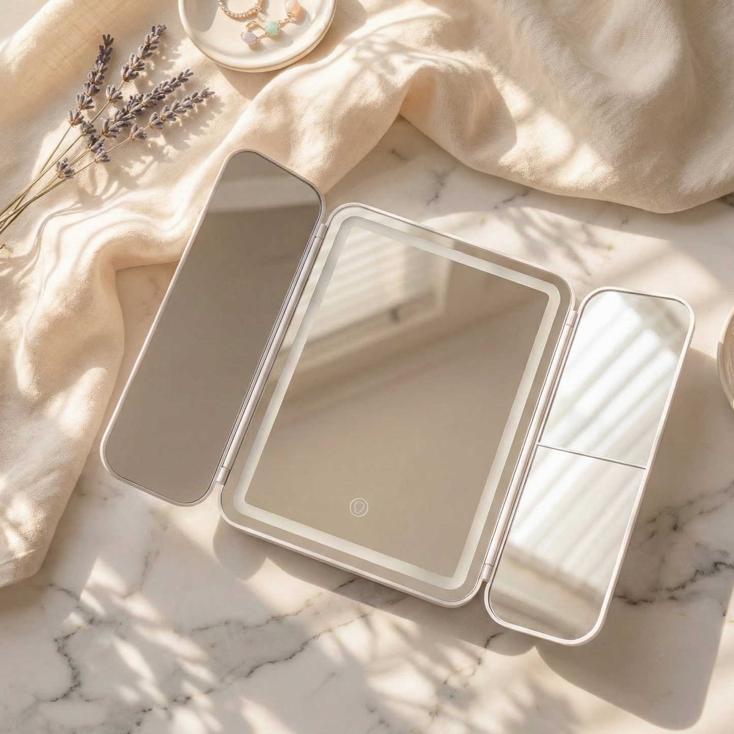 Glow Tri Fold Mirror-Huggleo-