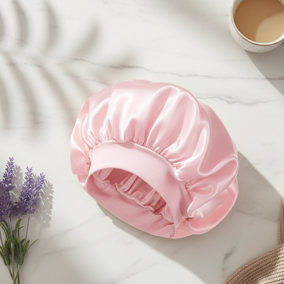 Velvet Satin Shower Cap-Huggleo-