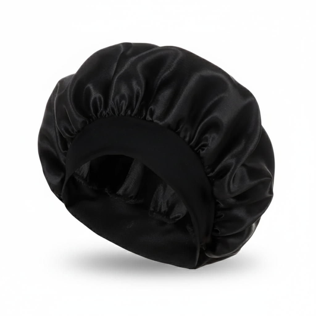 Velvet Satin Shower Cap-Huggleo-BLACK-