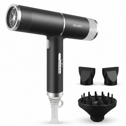 Luxe Ionic Hair Dryer-Huggleo-Black-
