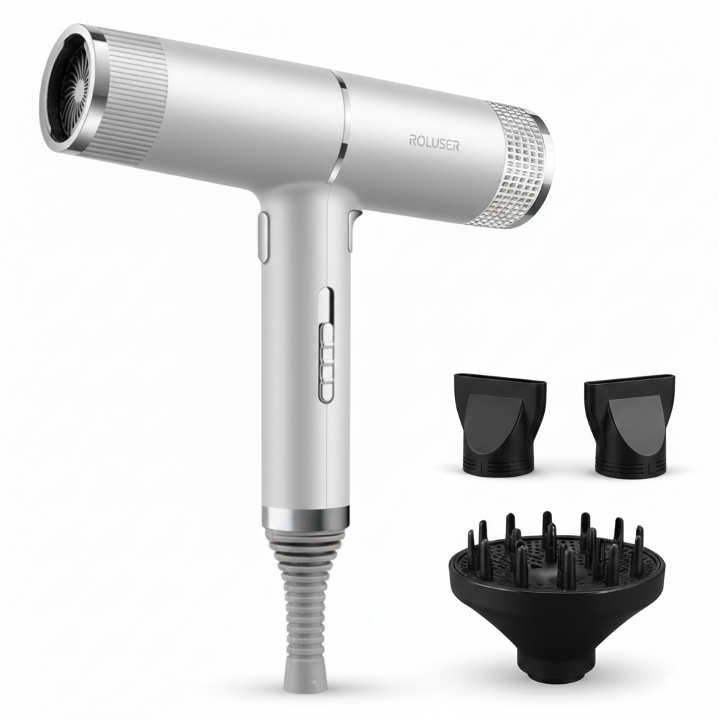 Luxe Ionic Hair Dryer-Huggleo-Silver-