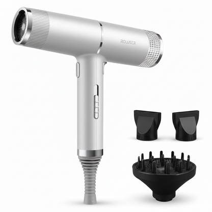 Luxe Ionic Hair Dryer-Huggleo-Silver-