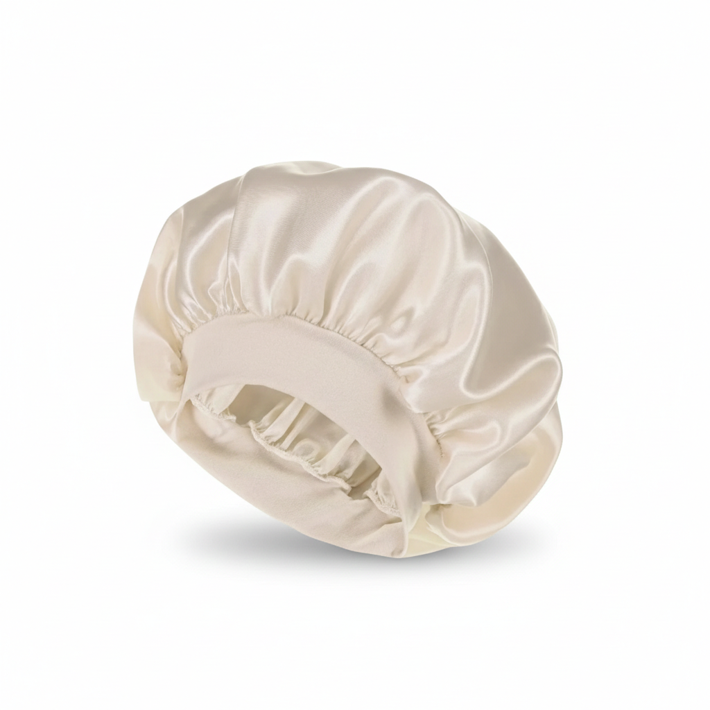 Velvet Satin Shower Cap-Huggleo-BEIGE-