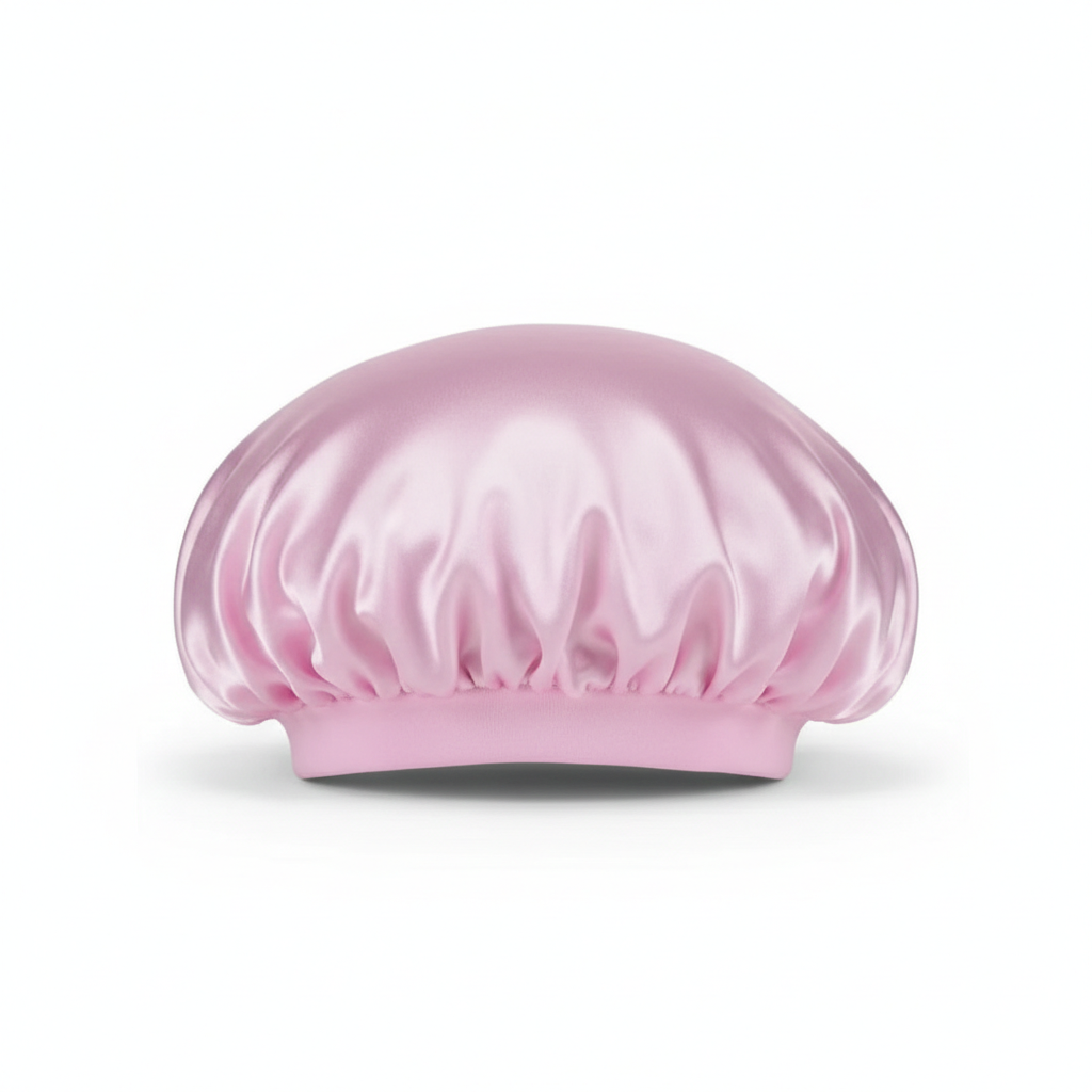 Velvet Satin Shower Cap-Huggleo-LIGHT PINK-