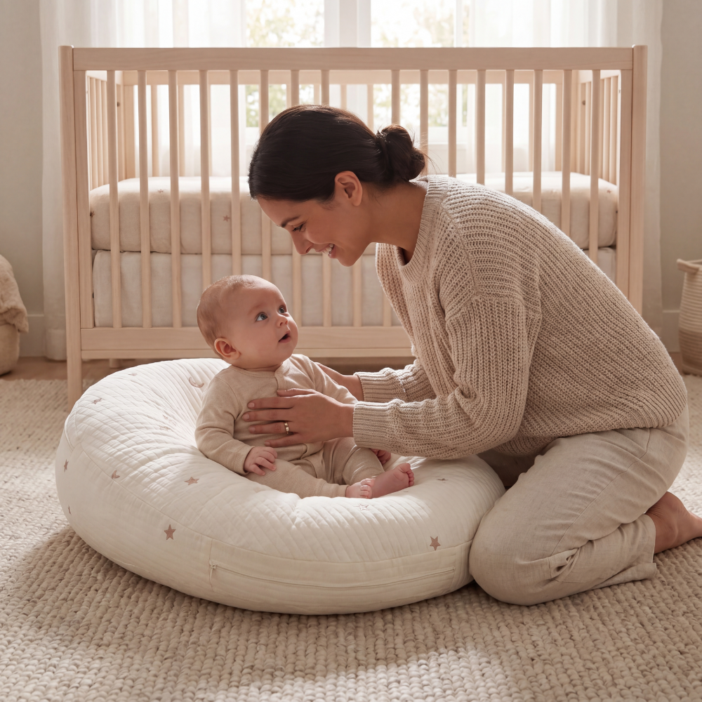Haven Baby Lounger-Huggleo-Gold Star/Moon-