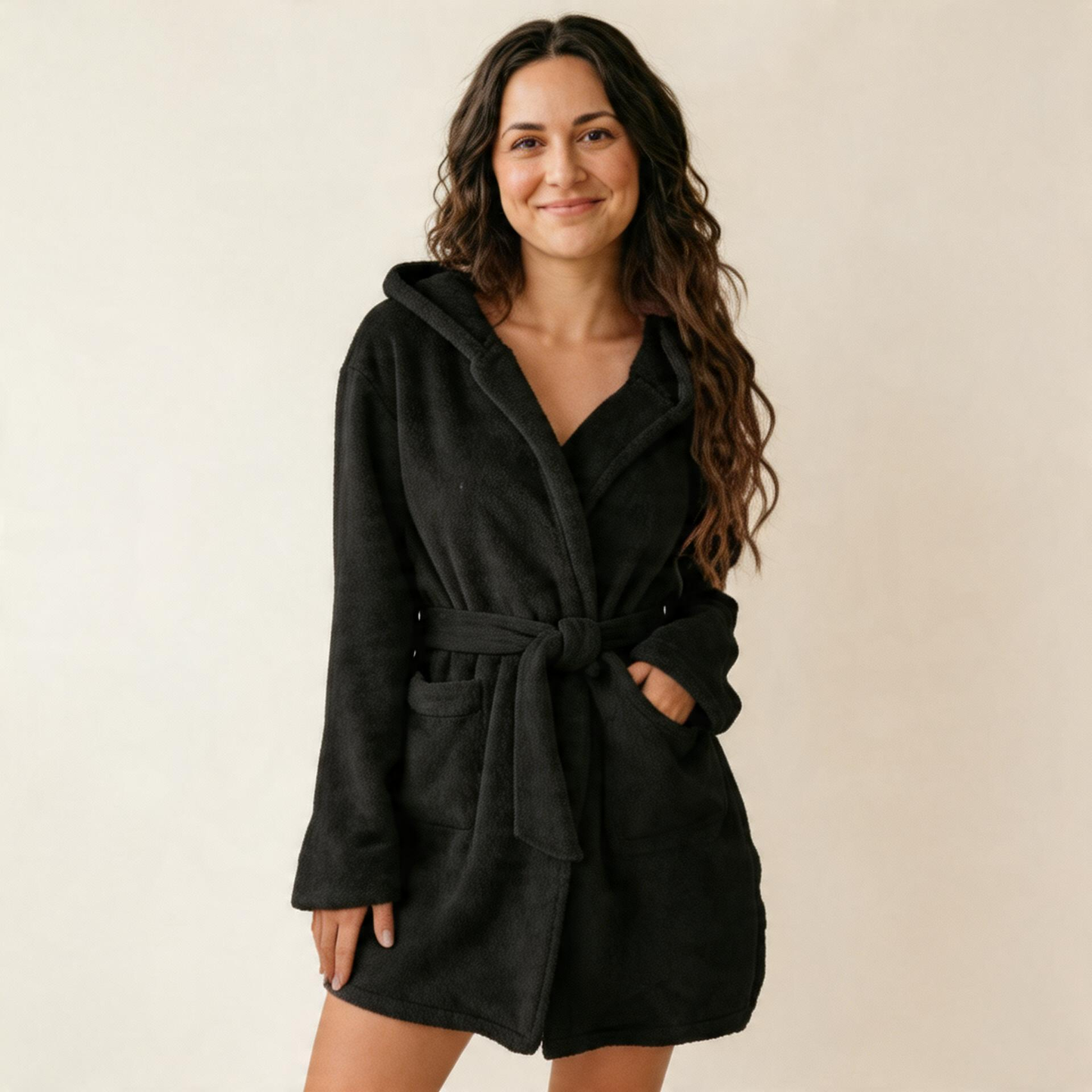 Cozy Nursing Robe-Huggleo-Black-S