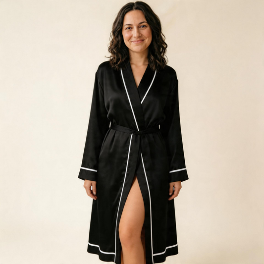 Moonlit Satin Nursing Robe-Huggleo-S-Black