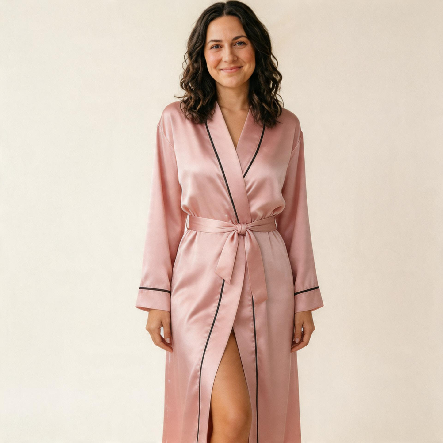 Moonlit Satin Nursing Robe-Huggleo-S-Pink