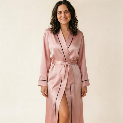 Moonlit Satin Nursing Robe-Huggleo-S-Pink