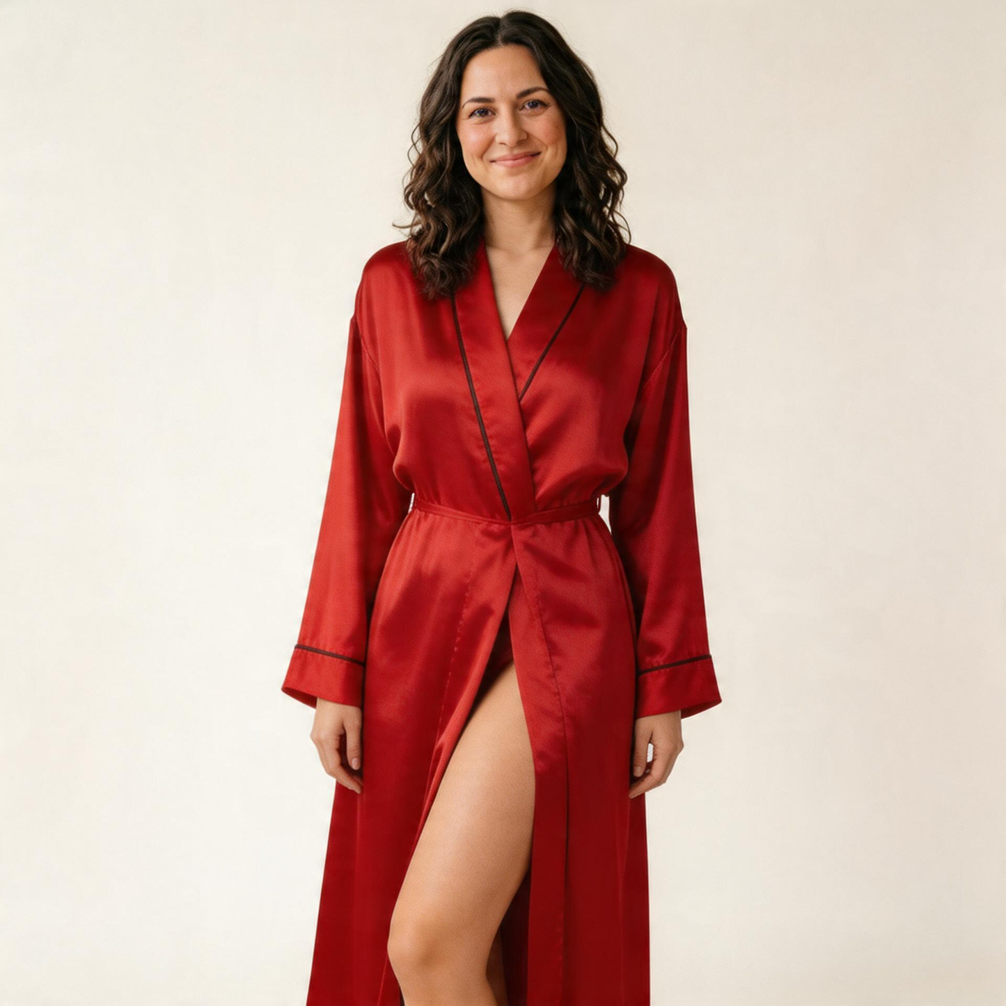 Moonlit Satin Nursing Robe-Huggleo-S-Red