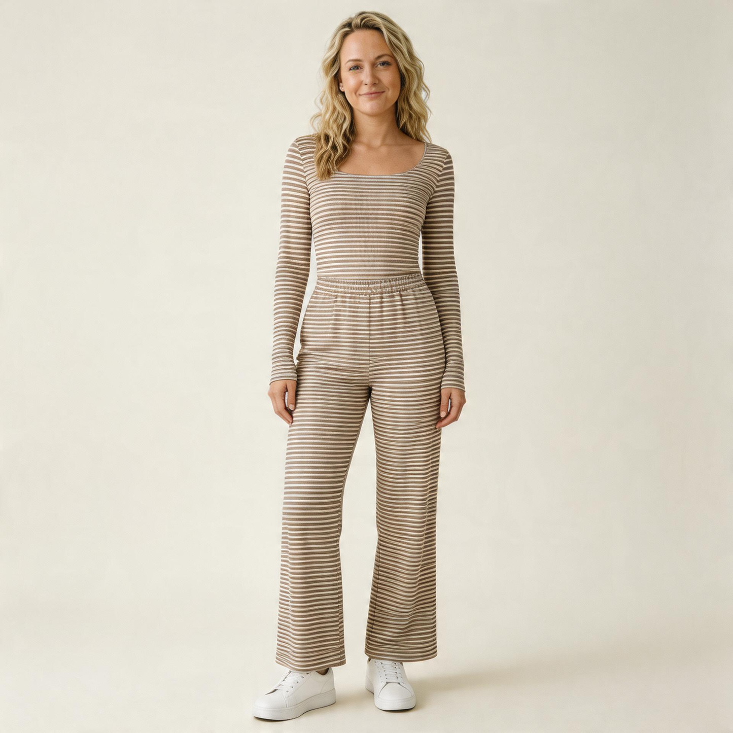 Sunday Stripe Lounge Set-Huggleo-