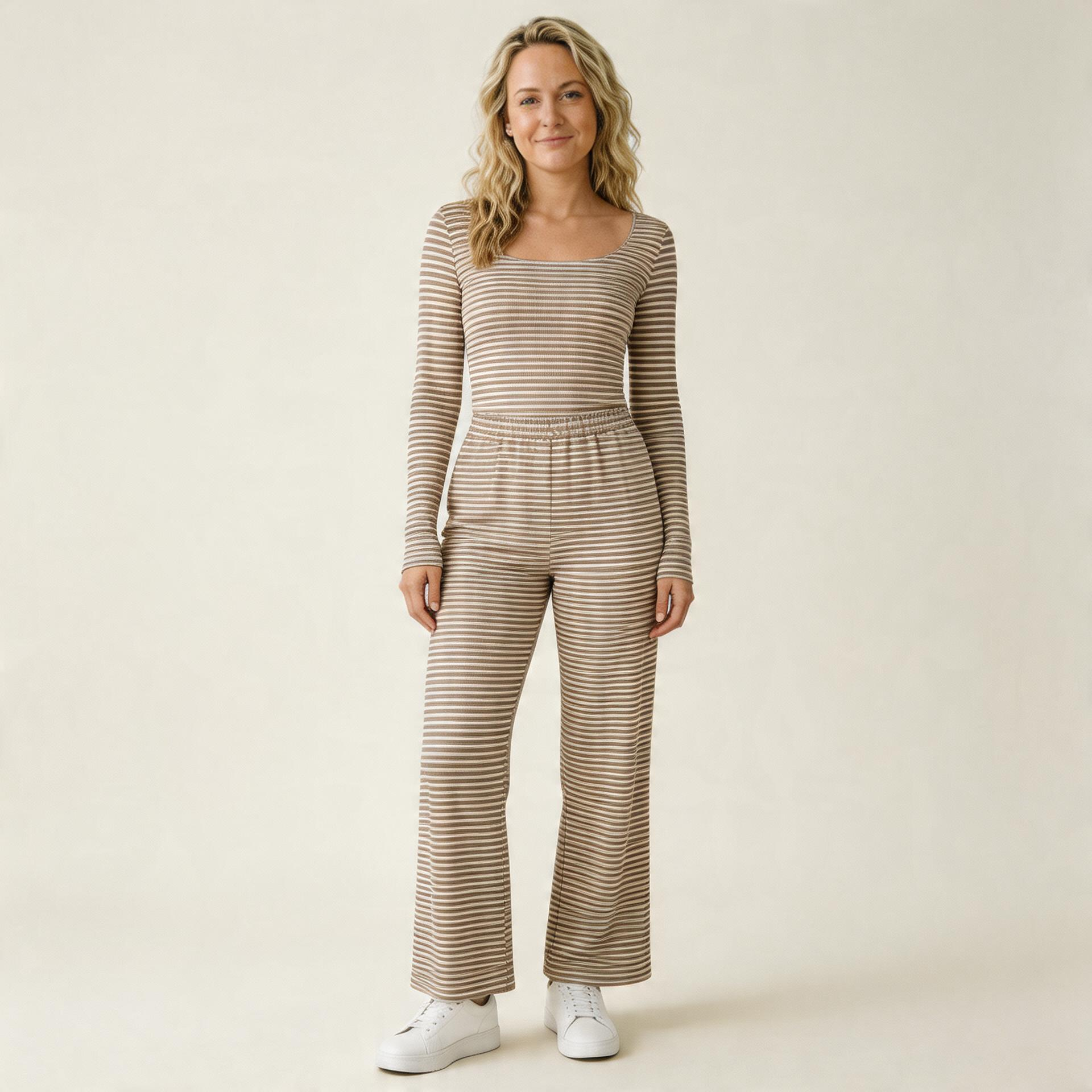 Sunday Stripe Lounge Set-Huggleo-