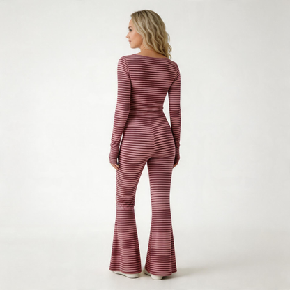 Sunday Stripe Lounge Set-Huggleo-